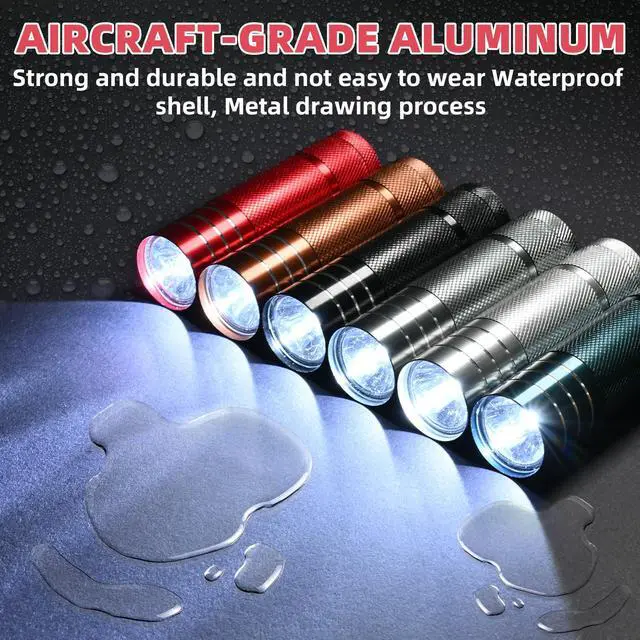 Alt view image 7 of 7 - 30-Pack Super Bright Mini Flashlight, 1W Aluminum Flashlights Bulk Set with Fluorescent Button AAA Batteries Included for Night Emergency Power Outage Party Hiking Backpacking Pocket Gift