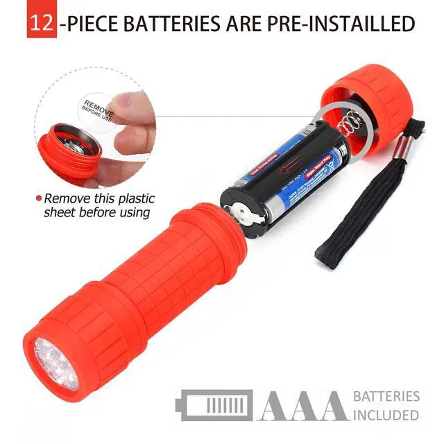 Alt view image 2 of 6 - 4-Pack 9-LED Mini Flashlight Set, AAA Batteries are Included and Pre-Installed, Perfect for Class Teaching, Camping, Wedding Favor