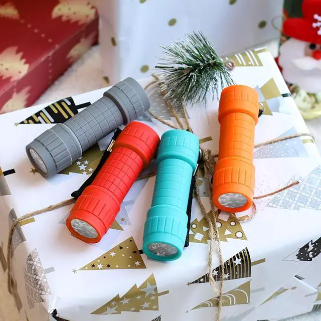 Alt view image 4 of 6 - 4-Pack 9-LED Mini Flashlight Set, AAA Batteries are Included and Pre-Installed, Perfect for Class Teaching, Camping, Wedding Favor