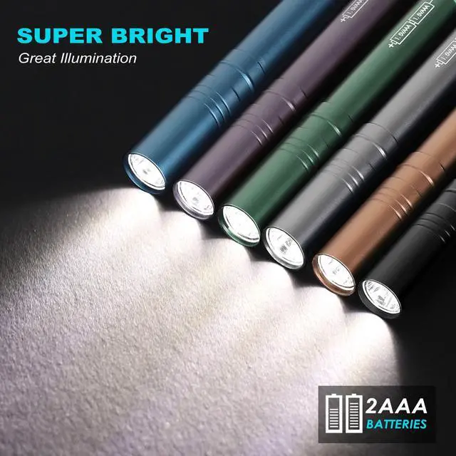 Alt view image 3 of 7 - 6-Pack Pen Light, Aluminum LED Penlights with Batteries Included & Pre-Installed, Pocket Pen Flashlight for Inspections, Repairs, Camping and Emergencies