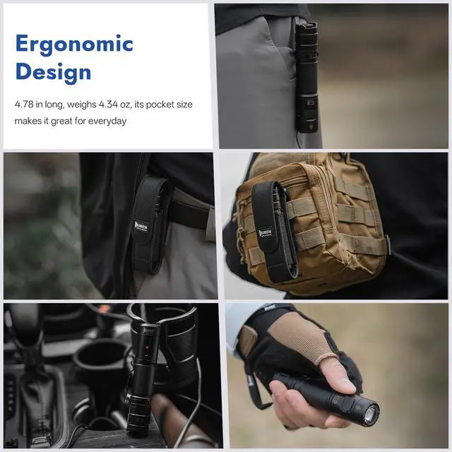 Alt view image 7 of 7 - C3 Flashlight 1200 High Lumens Rechargeable Flashlights 6 Modes Super Bright IP68 LED Tactical Flashlight for Camping, Home, Emergency, Rescue, Hunting, Inspection, Repair, Tool Gifts for Men