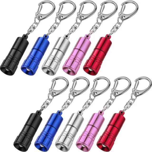 Main image of 10 Pieces Small LED Flashlight Keychain Bright Flashlight Keychain Ring Portable Torch with Hook for Camping, Battery Included