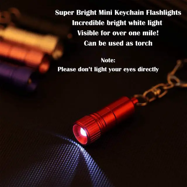 Alt view image 2 of 6 - 10 Pieces Small LED Flashlight Keychain Bright Flashlight Keychain Ring Portable Torch with Hook for Camping, Battery Included