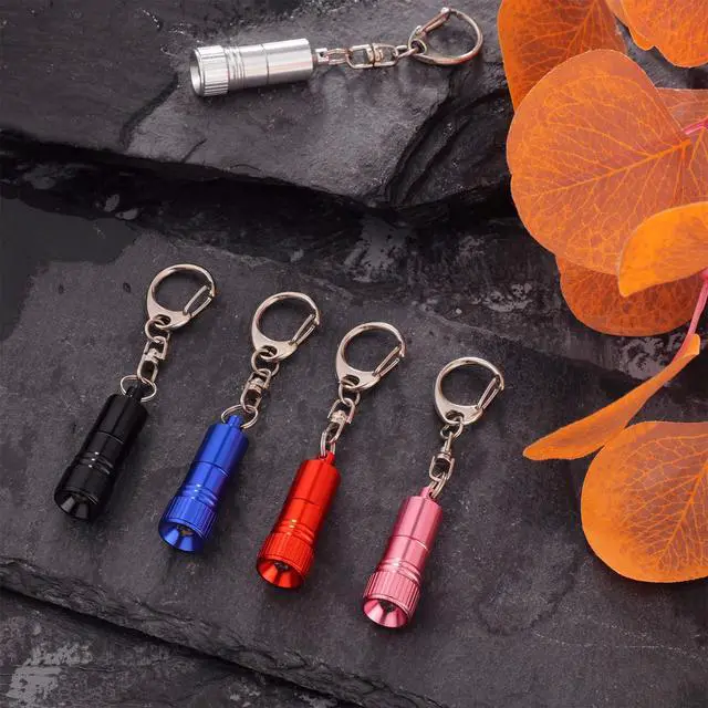 Alt view image 3 of 6 - 10 Pieces Small LED Flashlight Keychain Bright Flashlight Keychain Ring Portable Torch with Hook for Camping, Battery Included
