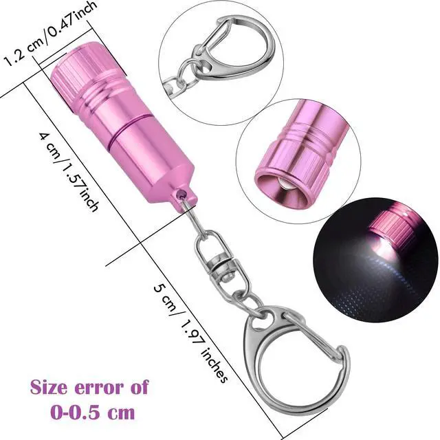 Alt view image 4 of 6 - 10 Pieces Small LED Flashlight Keychain Bright Flashlight Keychain Ring Portable Torch with Hook for Camping, Battery Included