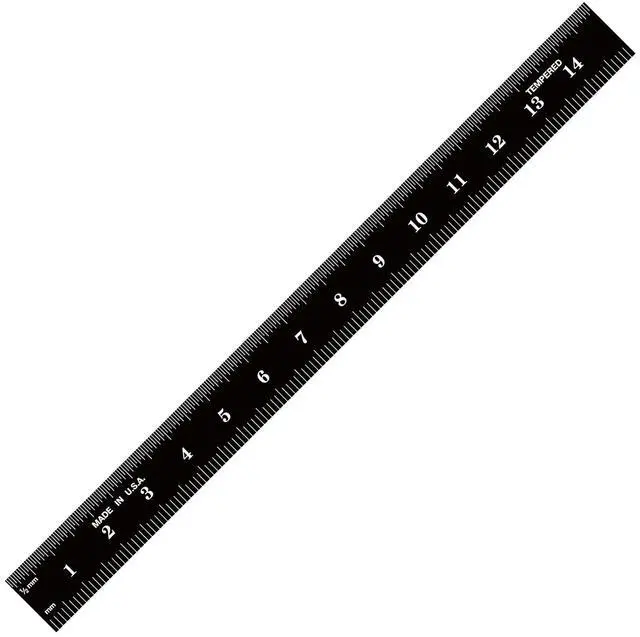 Main image of 150mm Flexible Metal Ruler, Stainless Steel with Black Chrome Finish, High Contrast, Fully Metric Graduation (0.5mm, 1.0mm), Easy to Read Machinist Rule, Made in USA