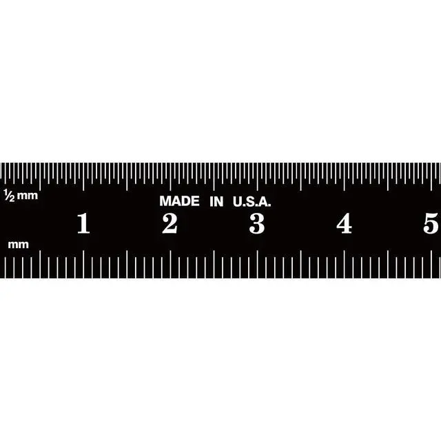 Alt view image 3 of 7 - 150mm Flexible Metal Ruler, Stainless Steel with Black Chrome Finish, High Contrast, Fully Metric Graduation (0.5mm, 1.0mm), Easy to Read Machinist Rule, Made in USA