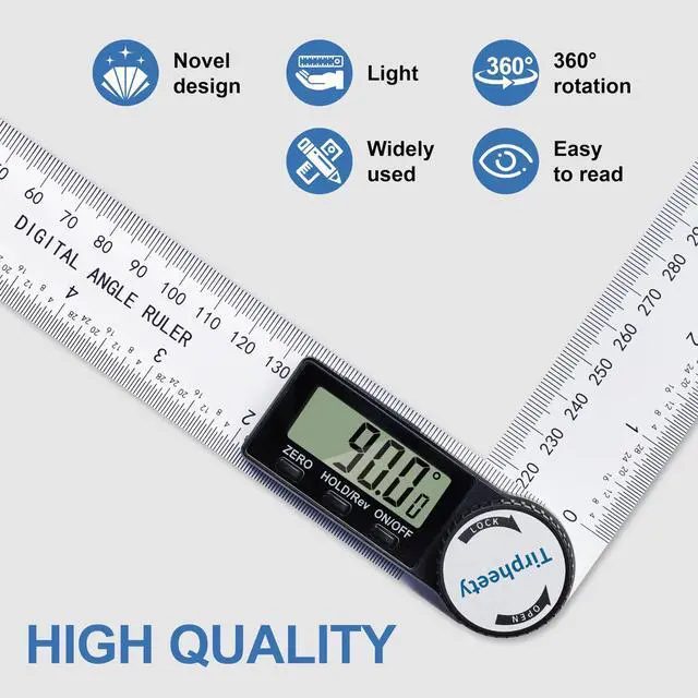 Alt view image 4 of 7 - Digital Angle Finder Protractor, 3rd Generation Quick Display Angle Gauge Ruler, 7-Inch (200mm) Professional Measuring Tool for Woodworking, Carpentry, and Construction