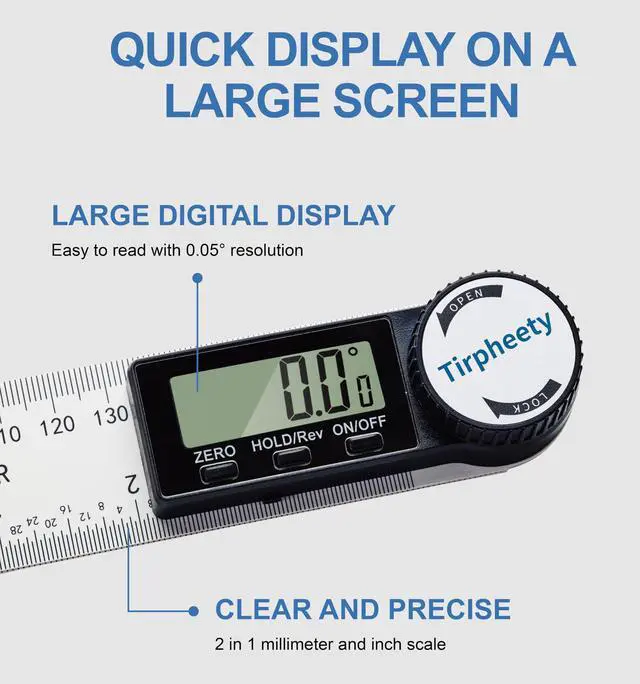 Alt view image 5 of 7 - Digital Angle Finder Protractor, 3rd Generation Quick Display Angle Gauge Ruler, 7-Inch (200mm) Professional Measuring Tool for Woodworking, Carpentry, and Construction