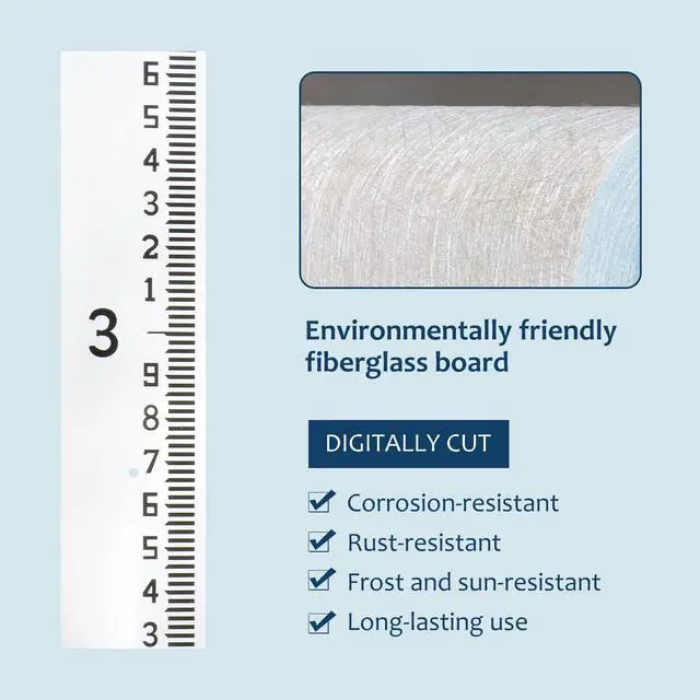Alt view image 5 of 7 - Depth Gauge, Water Level Gauge (Hundredths, Tenths, Teet), Heavy-Duty Ruler-Style Water Level Indicator, All-Weather Water Level Tool, Rust-Resistant, with Pre-Drilled Holes (0-4 Feet)