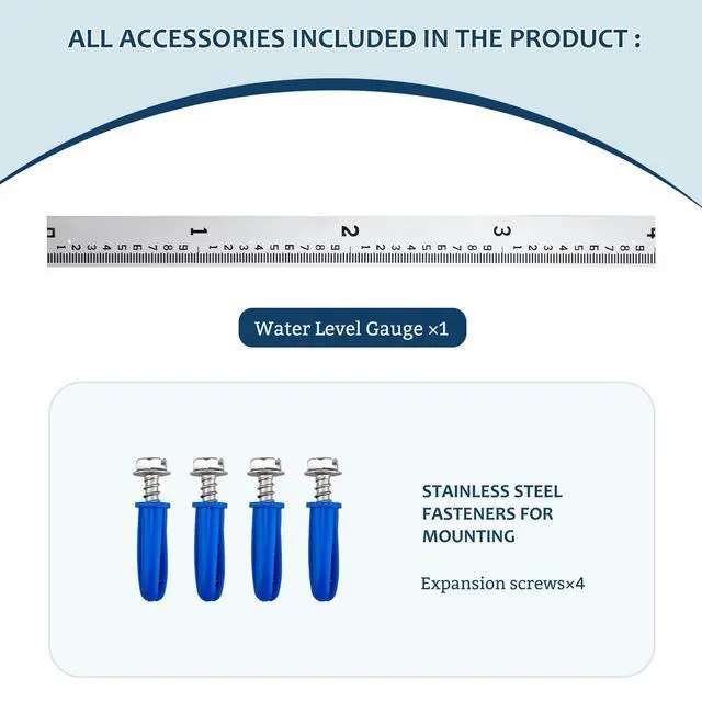Alt view image 6 of 7 - Depth Gauge, Water Level Gauge (Hundredths, Tenths, Teet), Heavy-Duty Ruler-Style Water Level Indicator, All-Weather Water Level Tool, Rust-Resistant, with Pre-Drilled Holes (0-4 Feet)