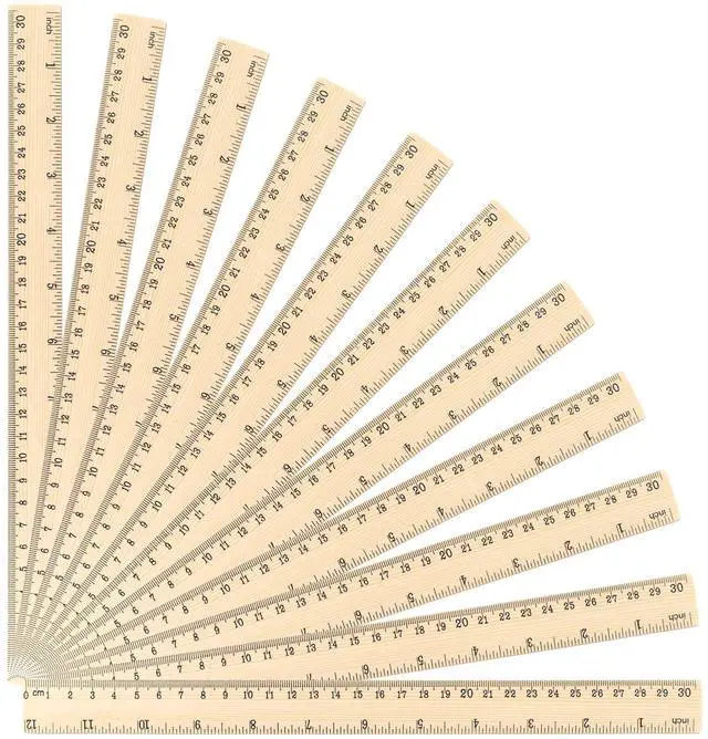 Main image of 24 Pack Wooden Rulers 12inch/30cm Bulk, Wood Measuring Rulers 2 Scale for Kids Students Office Classroom Back to School Supplies 2 Scale (30 cm)