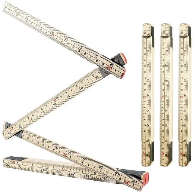 Main image of Folding Wood Rule, 4 Pack, 6FT 6 Inch Foldable Ruler with US and Metric Measurements for Carpenters