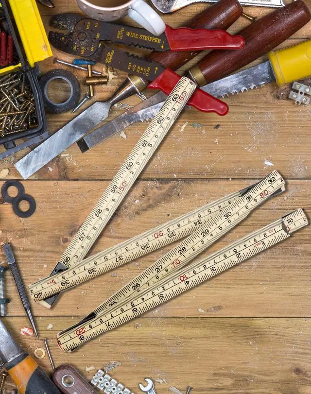 Alt view image 4 of 7 - Folding Wood Rule, 4 Pack, 6FT 6 Inch Foldable Ruler with US and Metric Measurements for Carpenters