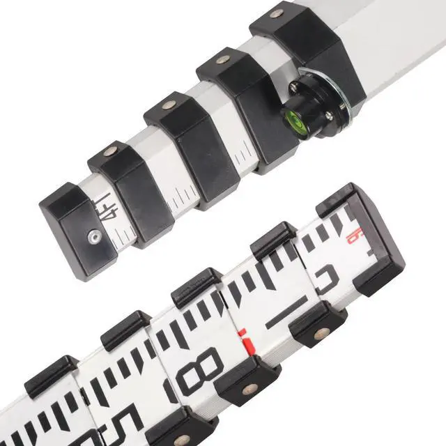 Alt view image 7 of 7 - 16ft Aluminum Grade Rod with Bubble Level - 5-Stage Telescopic Survey Rod, Double-Sided Scale & Carrying Case Included - Grade Stick for Laser Level, Measuring Stick, Survey Pole