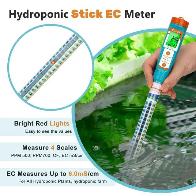 Alt view image 4 of 6 - Truncheon EC PPM Nutrient Meter for Hydroponic, Conductivity Tester Stick for Hydroponics Growing PPM Measuring Tool (EC, PPM 500, PPM 700, CF, Temp) for Nutrient Reservoir, Aquaponics, DWC