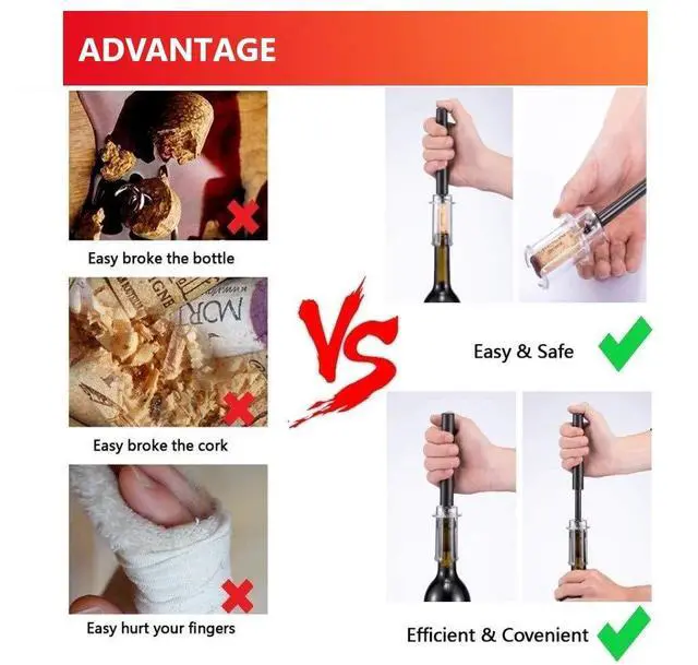 Alt view image 5 of 7 - Wine Air Pressure Pump Bottle Opener Set With Foil Cutter,Simple Wine Pump Cork Remover Corkscrew,Efficient Corkscrew Bottle Opener,Easy Screw Out Tool,Great For Wine Lovers,Perfect Wine Gift.