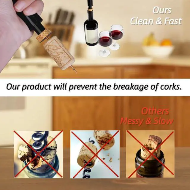 Alt view image 3 of 7 - Aeropop Wine Opener 2 Pack, Air Pump Wine Bottle Opener - Portable Needle Type Corkscrew No Pull Easy Open, Manual Pressure Wine Opener for Travel Picnic Party Home Restaurant, Golden+Red