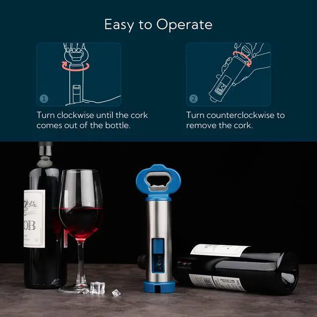 Alt view image 2 of 7 - 3 in 1 Wine Bottle Opener Corkscrew with Foil Cutter, Beer Bottle Opener with Magnetic Cap Catcher, Works Easily Like Electric Opener, Wine Corkscrew, Gifts for Men and Women
