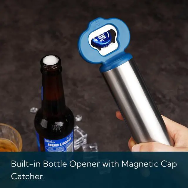 Alt view image 4 of 7 - 3 in 1 Wine Bottle Opener Corkscrew with Foil Cutter, Beer Bottle Opener with Magnetic Cap Catcher, Works Easily Like Electric Opener, Wine Corkscrew, Gifts for Men and Women