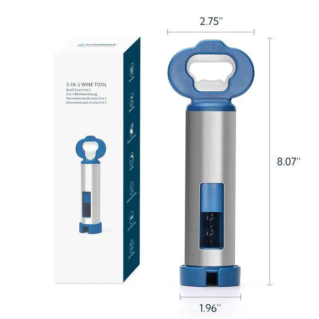 Alt view image 7 of 7 - 3 in 1 Wine Bottle Opener Corkscrew with Foil Cutter, Beer Bottle Opener with Magnetic Cap Catcher, Works Easily Like Electric Opener, Wine Corkscrew, Gifts for Men and Women