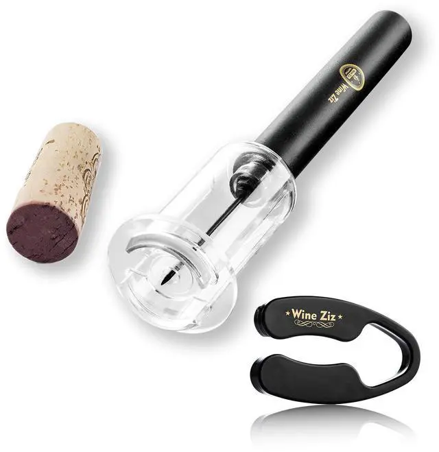 Main image of Amazingly Simple Wine Opener with Foil Cutter Gift Set for Wine Lovers | Wine Pump Air Pressure Wine Bottle Opener Easy Cork Remover Corkscrew | Wine Bottle Openers (Black, 1)