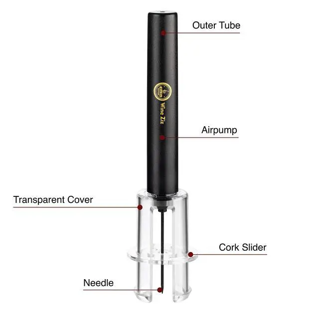 Alt view image 7 of 7 - Amazingly Simple Wine Opener with Foil Cutter Gift Set for Wine Lovers | Wine Pump Air Pressure Wine Bottle Opener Easy Cork Remover Corkscrew | Wine Bottle Openers (Black, 1)