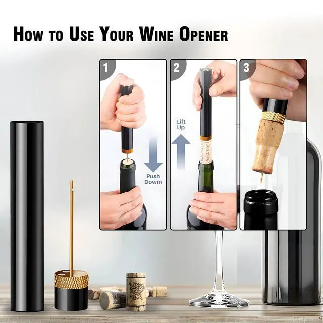 Alt view image 5 of 7 - Mini Wine Opener | Travel Portable Pocket Air Pressure Pump Wine Bottle Opener | Assemblable Design Corkscrew 7S Quick Bottle Opening | for Home, Restaurant, Party,Wine Lovers
