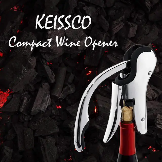 Alt view image 2 of 7 - Stainless Steel Wine Opener Compact Vertical Corkscrew Wine Bottle Opener with Foil Cutter