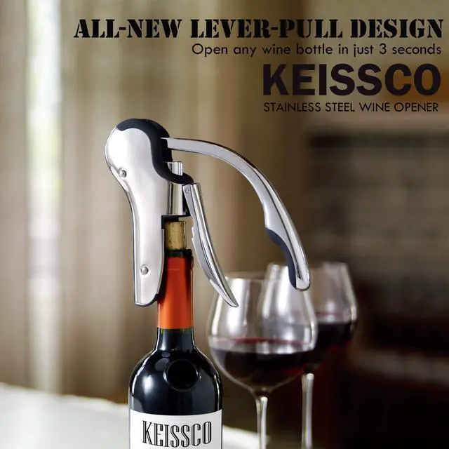 Alt view image 3 of 7 - Stainless Steel Wine Opener Compact Vertical Corkscrew Wine Bottle Opener with Foil Cutter