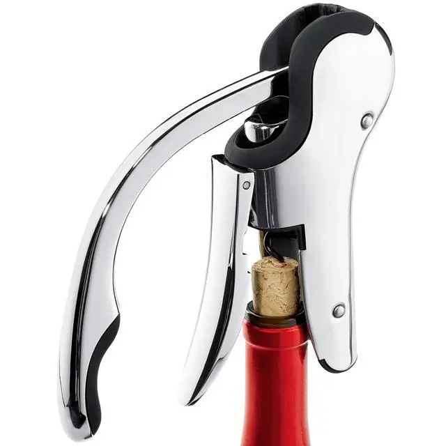 Alt view image 4 of 7 - Stainless Steel Wine Opener Compact Vertical Corkscrew Wine Bottle Opener with Foil Cutter