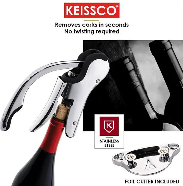 Alt view image 5 of 7 - Stainless Steel Wine Opener Compact Vertical Corkscrew Wine Bottle Opener with Foil Cutter