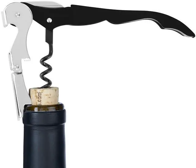 Alt view image 7 of 7 - Truetap Double Hinged Waiter's Corkscrew Wine Opener, Stainless Steel Wine Bottle Opener with Foil Cutter, Home Bar Tools, Bar Cart Accessories, Wedding Gifts, Set of 1, Black