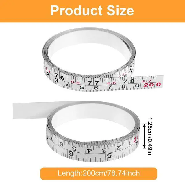 Alt view image 2 of 7 - Self-Adhesive Measuring Tape, 2 Pcs (78 Inch/ 200cm) Steel Peel and Stick Tape Measure, Imperial and Metric Scales, Left-Right Reading Ruler for Workbench, Table Saw, Drafting Table