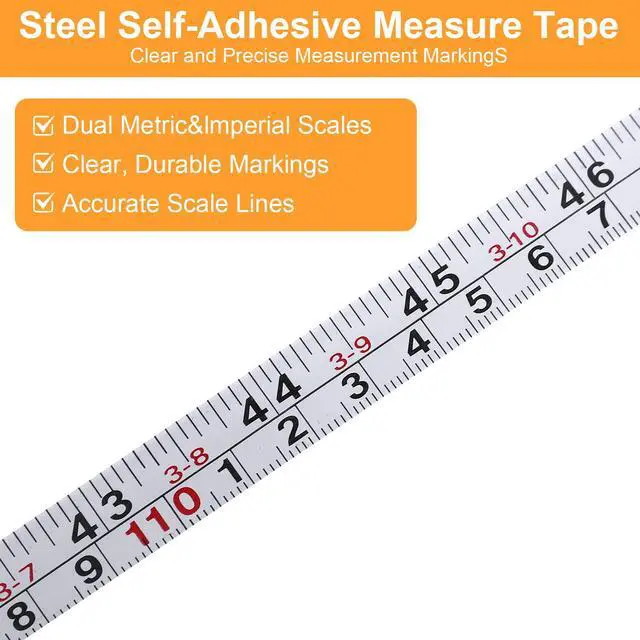 Alt view image 4 of 7 - Self-Adhesive Measuring Tape, 2 Pcs (78 Inch/ 200cm) Steel Peel and Stick Tape Measure, Imperial and Metric Scales, Left-Right Reading Ruler for Workbench, Table Saw, Drafting Table