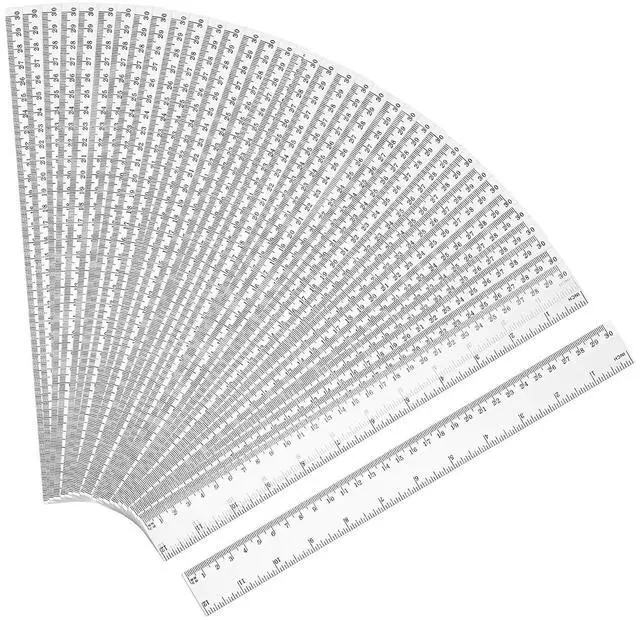 Main image of 50 Pack Plastic Ruler 12 Inch Straight Flexible Ruler with Inches and Metric for Home Office, Back to School Supplies (Clear)