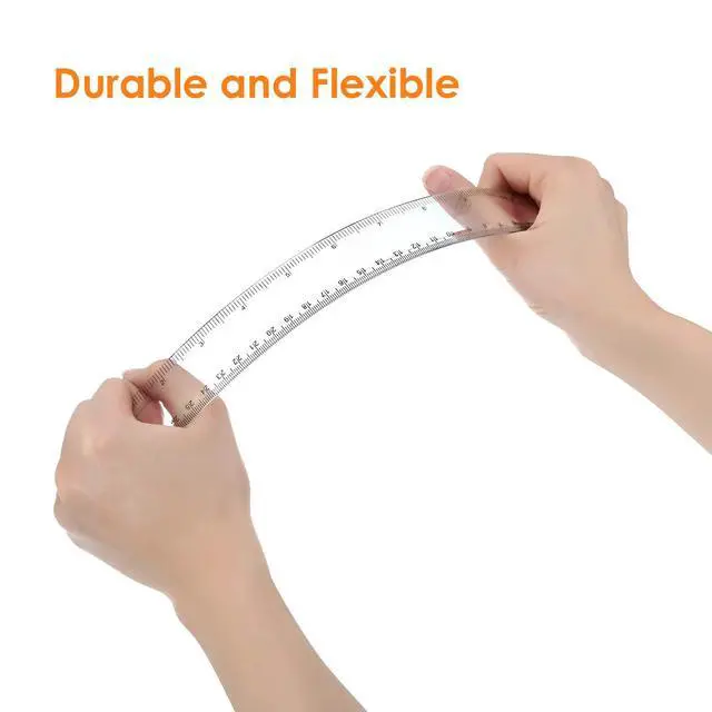 Alt view image 4 of 6 - 50 Pack Plastic Ruler 12 Inch Straight Flexible Ruler with Inches and Metric for Home Office, Back to School Supplies (Clear)