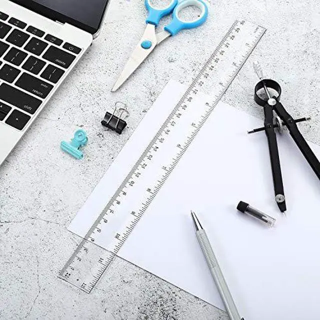 Alt view image 6 of 6 - 50 Pack Plastic Ruler 12 Inch Straight Flexible Ruler with Inches and Metric for Home Office, Back to School Supplies (Clear)