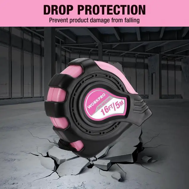 Alt view image 6 of 7 - 16FT Pink Tape Measure, Inch/Metric Easy Read Measuring Tape, Retractable Lightweight Measurement Tape Accuracy 1/32, 1mm for Engineer,with Thumb Lock, Belt Clip, Rubber Protective Casing