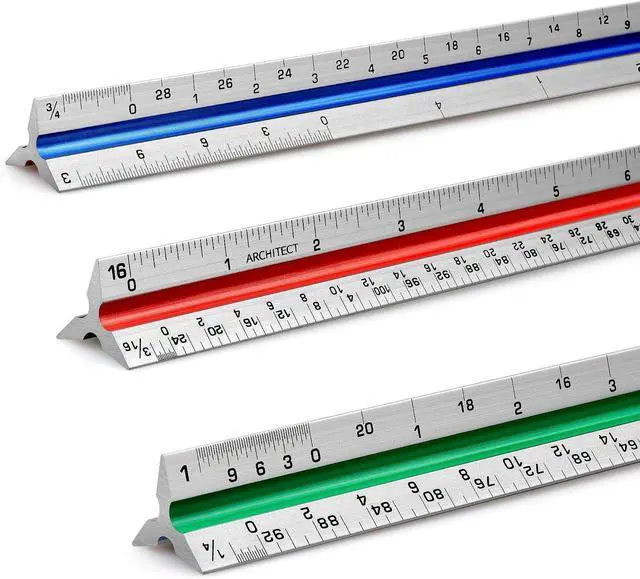 Main image of 12" Architectural Scale Ruler Triangular Ruler, Color-Coded, 1 Pack