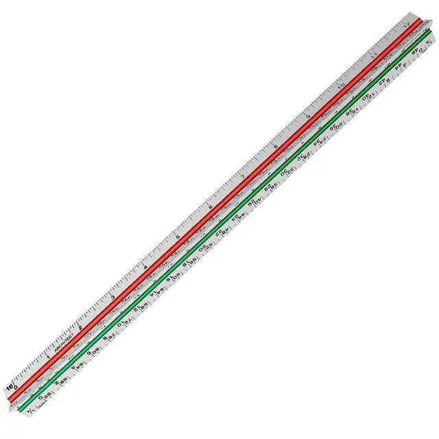 Alt view image 2 of 7 - 12" Architectural Scale Ruler Triangular Ruler, Color-Coded, 1 Pack