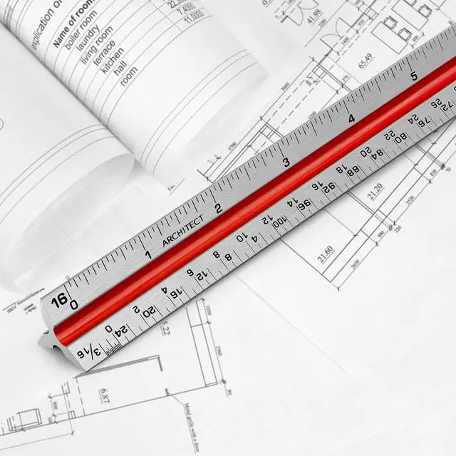 Alt view image 5 of 7 - 12" Architectural Scale Ruler Triangular Ruler, Color-Coded, 1 Pack