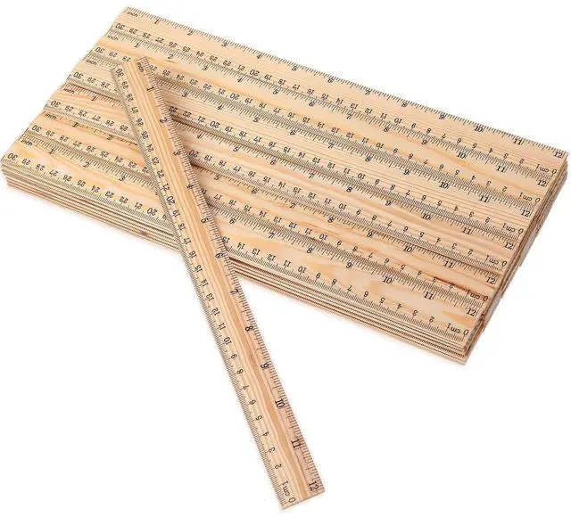Main image of 100 Pcs Wooden Ruler Bulk Wood Measuring Ruler Office 2 Scale for School Education Families Kids Students (12 Inch)