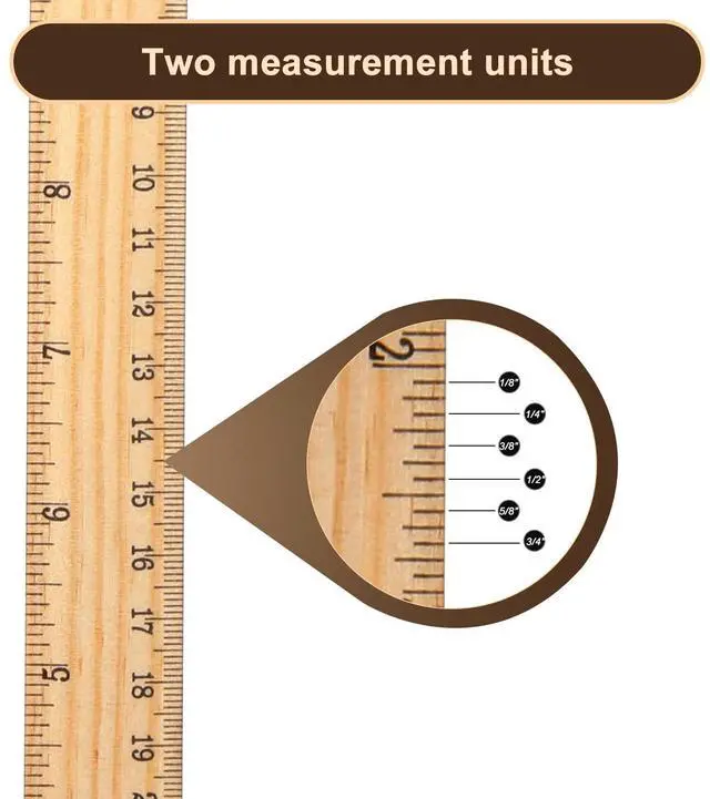Alt view image 4 of 6 - 100 Pcs Wooden Ruler Bulk Wood Measuring Ruler Office 2 Scale for School Education Families Kids Students (12 Inch)