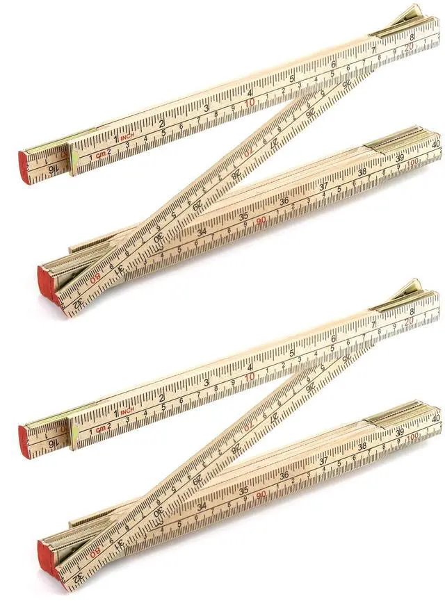 Main image of Folding Wood Rule, 2 Pack, 6FT 6 Inch Foldable Ruler with US and Metric Measurements for Carpenters
