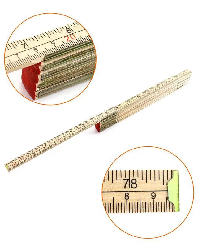 Alt view image 4 of 7 - Folding Wood Rule, 2 Pack, 6FT 6 Inch Foldable Ruler with US and Metric Measurements for Carpenters