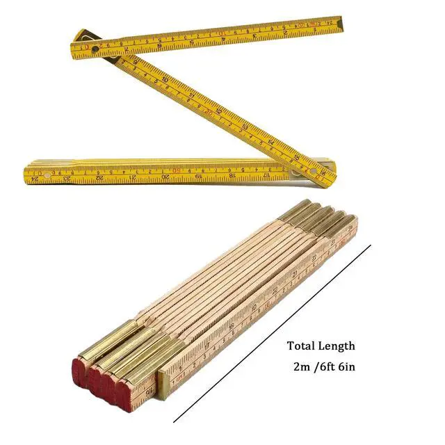 Alt view image 3 of 7 - Folding Wooden Ruler 2 Pack, 6.6 FT, Foldable Yard Stick with US and Metric