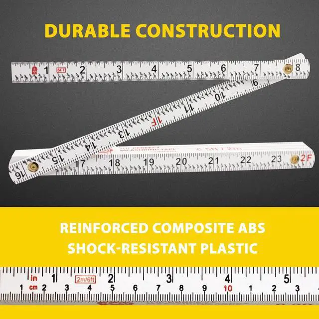 Alt view image 4 of 7 - FR-72 Carpenter's Folding Rule Lightweight Composite Construction Ruler (Folding Yard Stick) with Easy-Read Inch Fractions - 6.5ft / 2m
