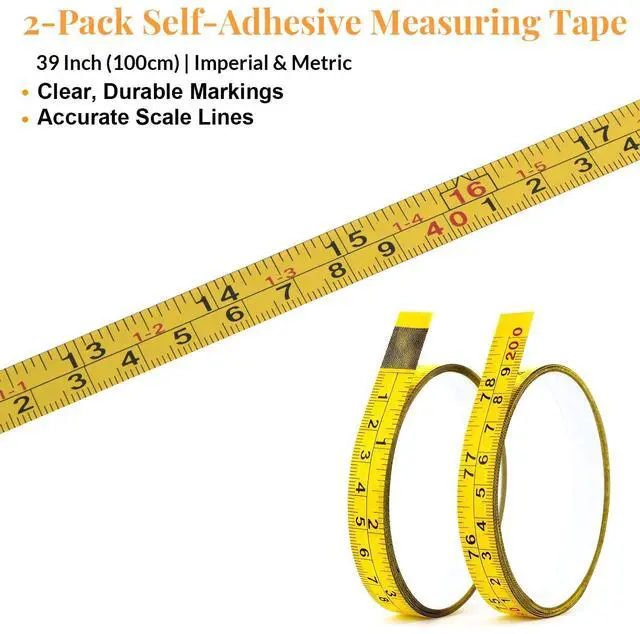 Alt view image 2 of 7 - 2 Pack Self-Adhesive Measuring Tape, 39 Inch Peel and Stick Ruler with Imperial & Metric Scales - Left-to-Right Reading, Waterproof for Workbench, Table Saw, Workshop, Craft Table (39Inch - 2Pack)