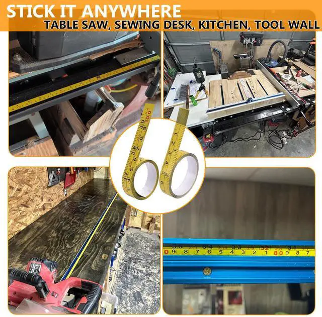 Alt view image 7 of 7 - 2 Pack Self-Adhesive Measuring Tape, 39 Inch Peel and Stick Ruler with Imperial & Metric Scales - Left-to-Right Reading, Waterproof for Workbench, Table Saw, Workshop, Craft Table (39Inch - 2Pack)